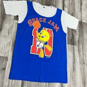 Vintage Unisex 1990's Oversized Space Jam T-Shirt Jersey Style Tweetie Bird OSFM